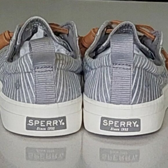 Sperry Memory Foam Gray/Whte  Striped Top-Siders Size 7M - Picture 6 of 16